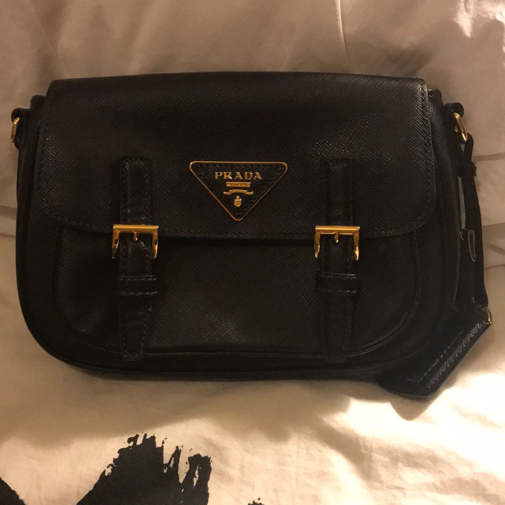 Black Saffiano Prada Clutch